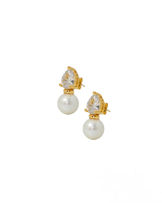 Aretes cristal con perla.